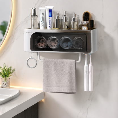 Wall Mounted Toothbrush Holder with Automatic Toothpaste Dispenser