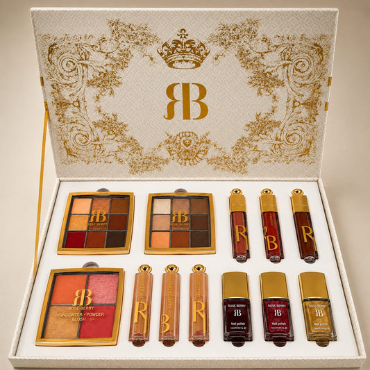 Rose Berry Luxury Makeup Gift Set – Eyeshadow, Lip Color, Blush & Nail Polish