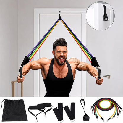 Resistance Bands Set 10-110 lbs – 5-Piece Workout Bands with Handles & Door Anchor