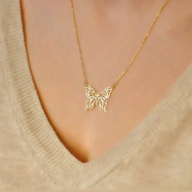 Butterfly Necklace,Geometric Butterfly