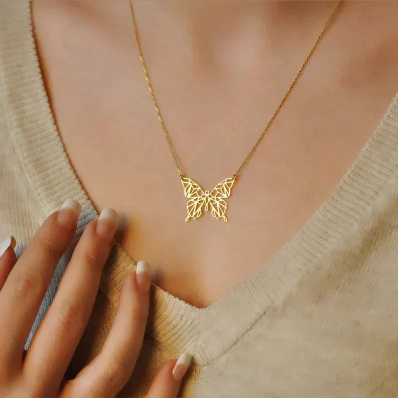 Butterfly Necklace,Geometric Butterfly